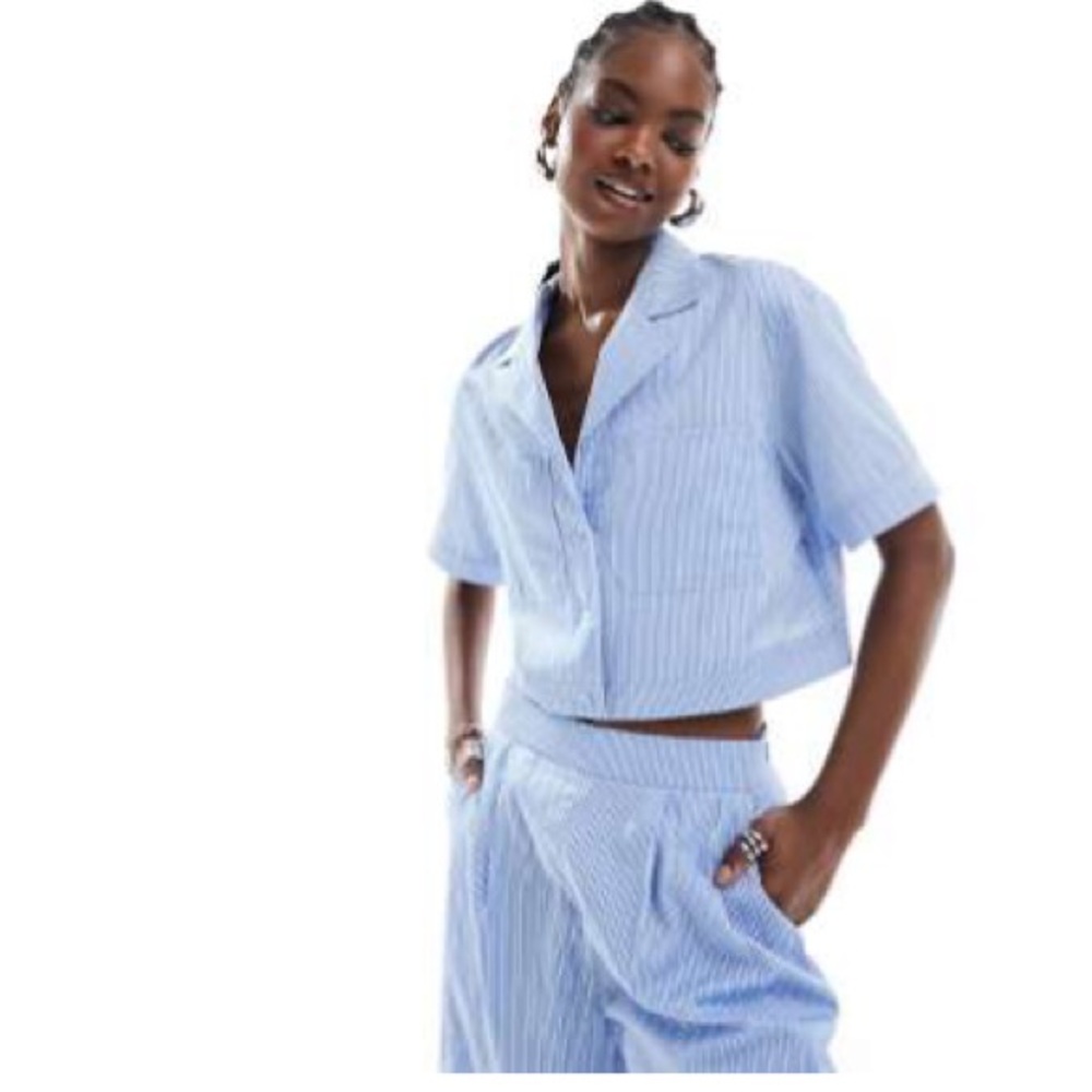 ASOS Light Blue Striped Shirt and Pants Set